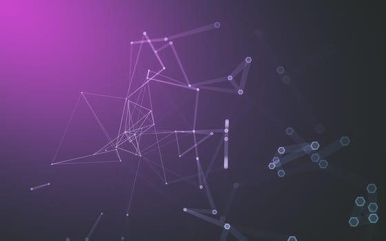 Abstract polygonal space low poly dark background with connecting dots and lines. Connection structure. 3d rendering