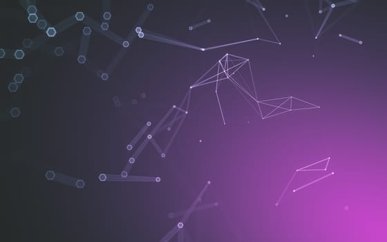 Abstract polygonal space low poly dark background with connecting dots and lines. Connection structure. 3d rendering