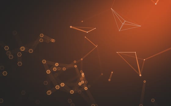 Abstract polygonal space low poly dark background with connecting dots and lines. Connection structure. 3d rendering