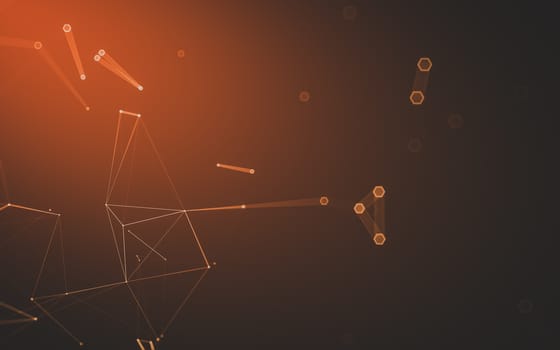 Abstract polygonal space low poly dark background with connecting dots and lines. Connection structure. 3d rendering