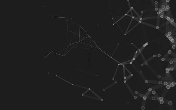 Abstract polygonal space low poly dark background with connecting dots and lines. Connection structure. 3d rendering