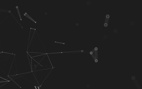 Abstract polygonal space low poly dark background with connecting dots and lines. Connection structure. 3d rendering