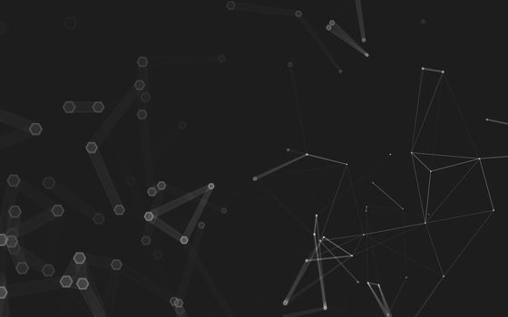 Abstract polygonal space low poly dark background with connecting dots and lines. Connection structure. 3d rendering