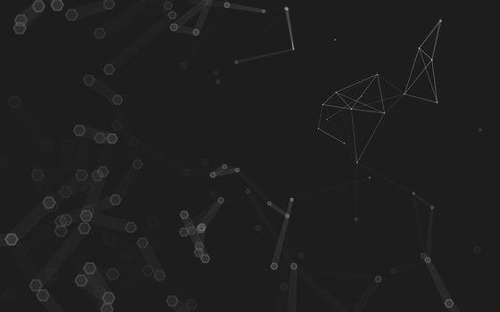 Abstract polygonal space low poly dark background with connecting dots and lines. Connection structure. 3d rendering