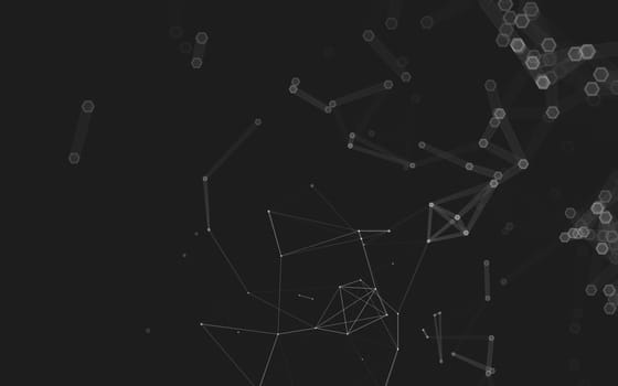 Abstract polygonal space low poly dark background with connecting dots and lines. Connection structure. 3d rendering