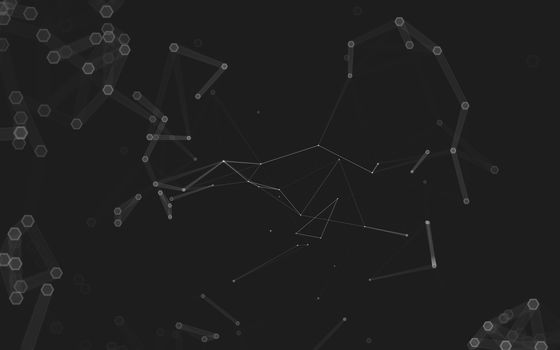 Abstract polygonal space low poly dark background with connecting dots and lines. Connection structure. 3d rendering