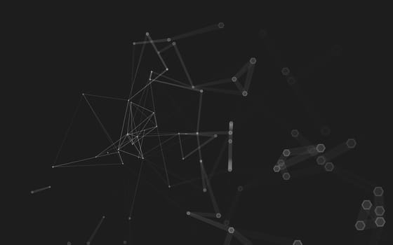 Abstract polygonal space low poly dark background with connecting dots and lines. Connection structure. 3d rendering