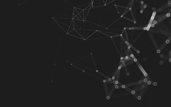 Abstract polygonal space low poly dark background with connecting dots and lines. Connection structure. 3d rendering