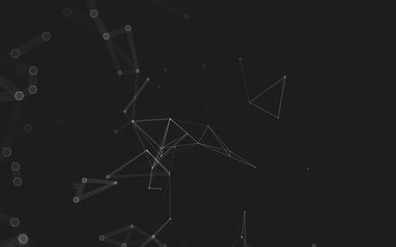 Abstract polygonal space low poly dark background with connecting dots and lines. Connection structure. 3d rendering