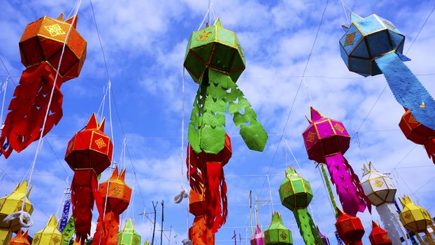 colorful Yee Peng Festival New Year in thailand
