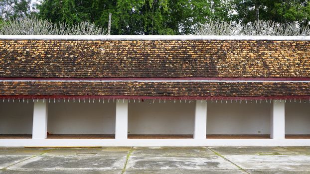 Layering of Temple corridor roof, Wat Chae Haeng, nan, Thailand