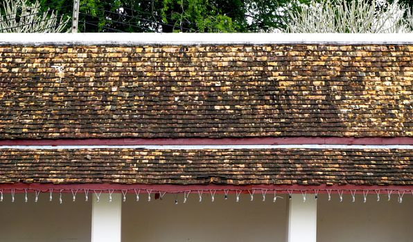 Layering of Temple corridor roof, Wat Chae Haeng, nan, Thailand