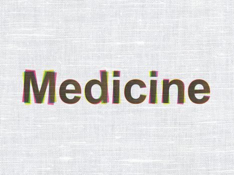 Healthcare concept: CMYK Medicine on linen fabric texture background