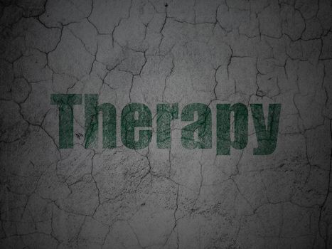 Medicine concept: Green Therapy on grunge textured concrete wall background
