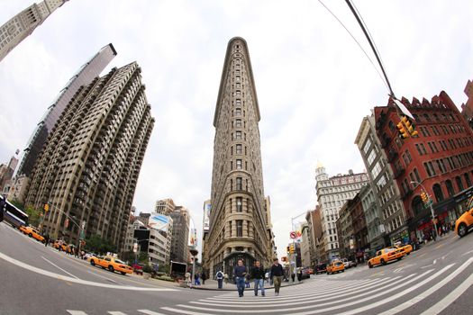 New York, USA - October 12, 2012: Flat Iron building facade, Considered to be one of the first skyscrapers ever built in New York on October 12, 2012. 