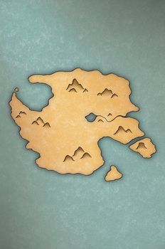 Antique-looking map of an island on papyrus-like paper