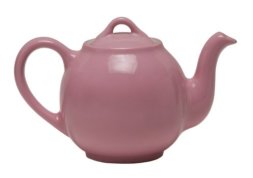 Pink teapot isolated against a white background
