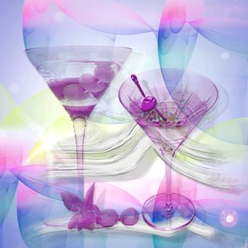 abstract background with set glasses cocktail