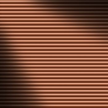 Horizontal copper-colored tube background texture lit diagonally