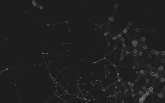 Abstract polygonal space low poly dark background with connecting dots and lines. Connection structure. 3d rendering