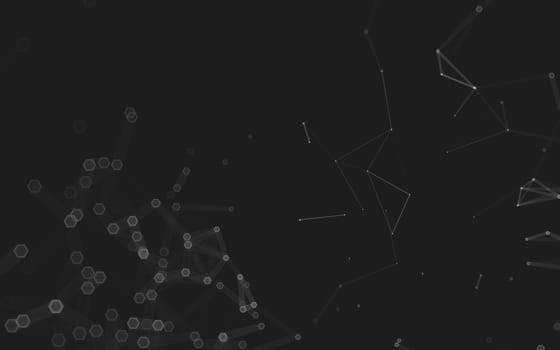 Abstract polygonal space low poly dark background with connecting dots and lines. Connection structure. 3d rendering