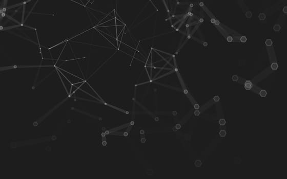 Abstract polygonal space low poly dark background with connecting dots and lines. Connection structure. 3d rendering