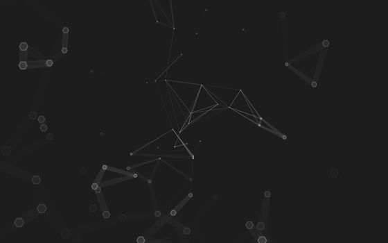 Abstract polygonal space low poly dark background with connecting dots and lines. Connection structure. 3d rendering