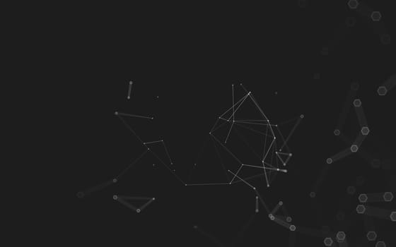 Abstract polygonal space low poly dark background with connecting dots and lines. Connection structure. 3d rendering