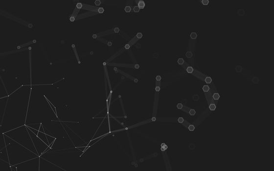 Abstract polygonal space low poly dark background with connecting dots and lines. Connection structure. 3d rendering