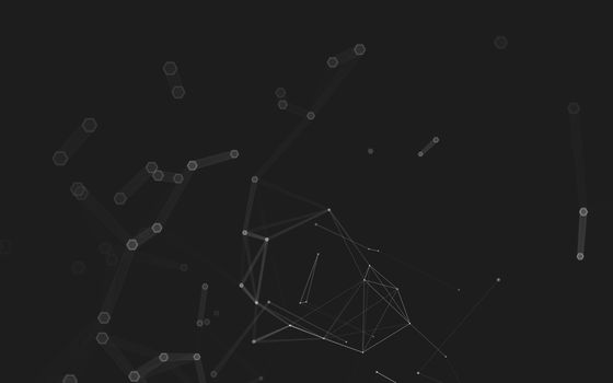 Abstract polygonal space low poly dark background with connecting dots and lines. Connection structure. 3d rendering