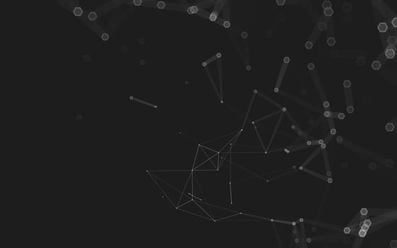 Abstract polygonal space low poly dark background with connecting dots and lines. Connection structure. 3d rendering