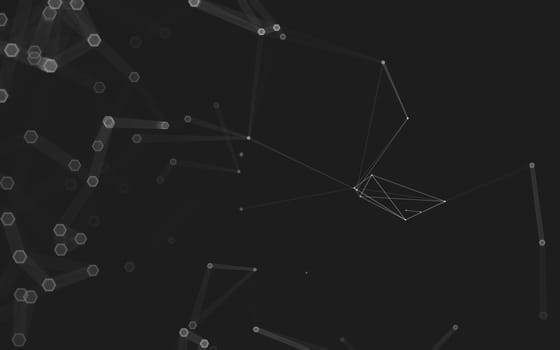 Abstract polygonal space low poly dark background with connecting dots and lines. Connection structure. 3d rendering