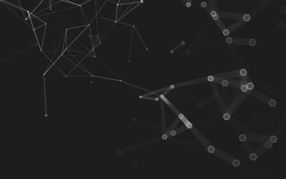 Abstract polygonal space low poly dark background with connecting dots and lines. Connection structure. 3d rendering