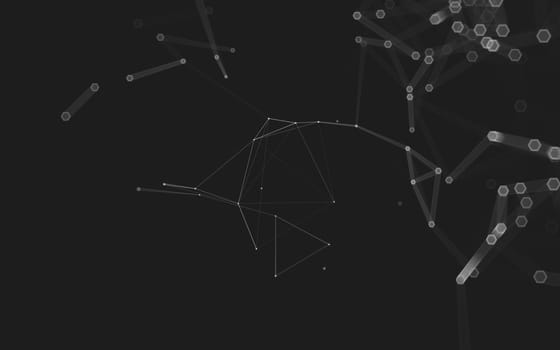 Abstract polygonal space low poly dark background with connecting dots and lines. Connection structure. 3d rendering