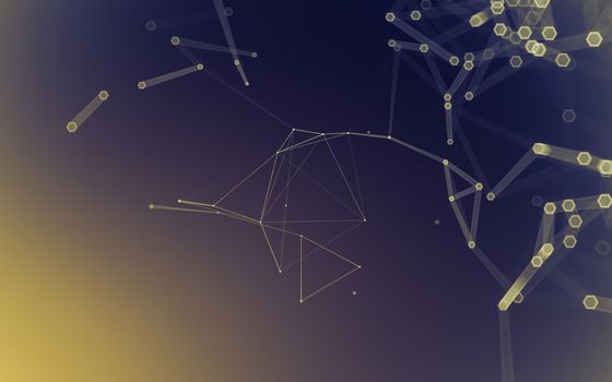 Abstract polygonal space low poly dark background with connecting dots and lines. Connection structure. 3d rendering