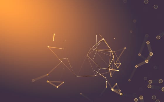 Abstract polygonal space low poly dark background with connecting dots and lines. Connection structure. 3d rendering