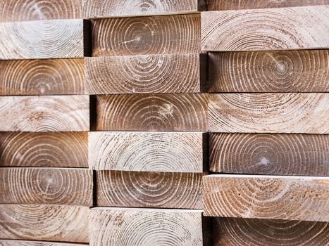 Close up board in profile with texture of tree rings for wall decoration