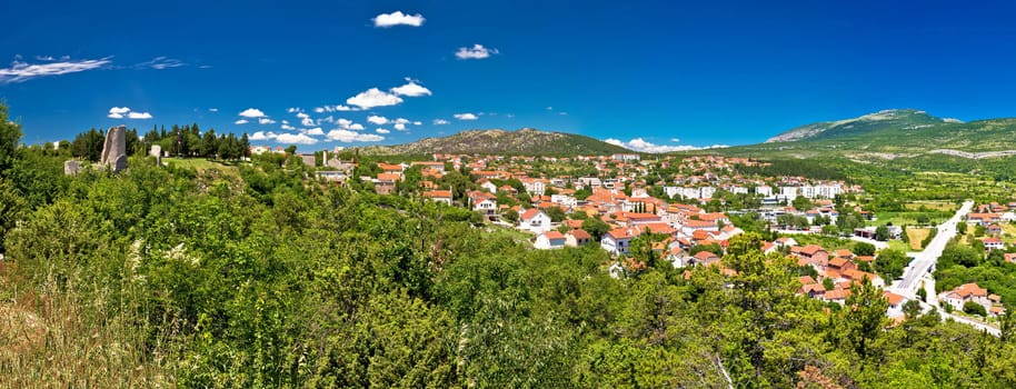 Town of Drnis and Dalmatian inland panorama, Dalmatia, Croatia