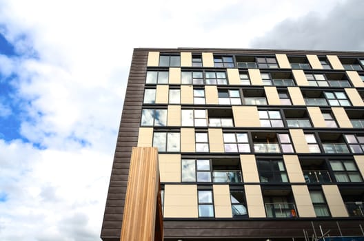 Modern block of flats against sky in Leeds England