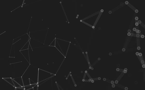 Abstract polygonal space low poly dark background with connecting dots and lines. Connection structure. 3d rendering