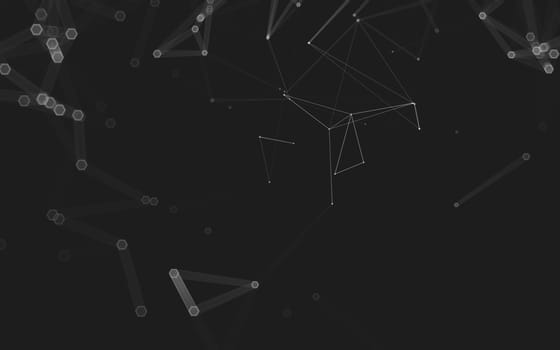 Abstract polygonal space low poly dark background with connecting dots and lines. Connection structure. 3d rendering