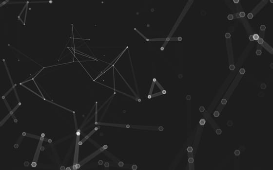 Abstract polygonal space low poly dark background with connecting dots and lines. Connection structure. 3d rendering