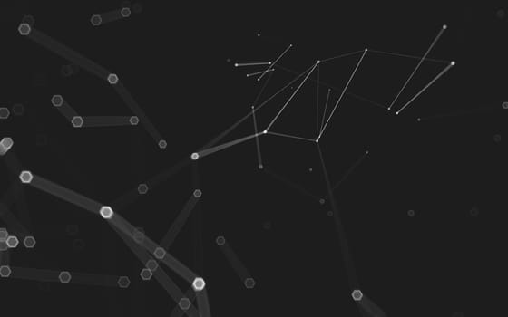 Abstract polygonal space low poly dark background with connecting dots and lines. Connection structure. 3d rendering