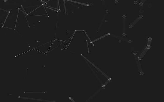 Abstract polygonal space low poly dark background with connecting dots and lines. Connection structure. 3d rendering