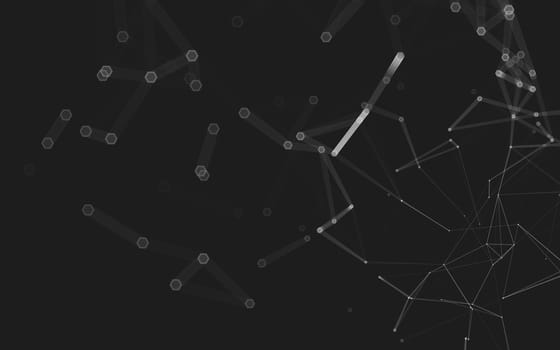 Abstract polygonal space low poly dark background with connecting dots and lines. Connection structure. 3d rendering