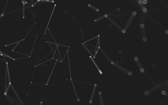 Abstract polygonal space low poly dark background with connecting dots and lines. Connection structure. 3d rendering