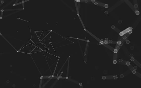 Abstract polygonal space low poly dark background with connecting dots and lines. Connection structure. 3d rendering