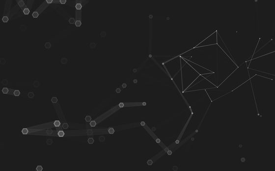 Abstract polygonal space low poly dark background with connecting dots and lines. Connection structure. 3d rendering