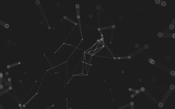 Abstract polygonal space low poly dark background with connecting dots and lines. Connection structure. 3d rendering