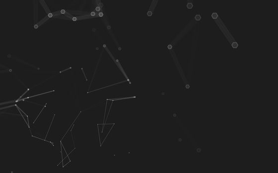 Abstract polygonal space low poly dark background with connecting dots and lines. Connection structure. 3d rendering